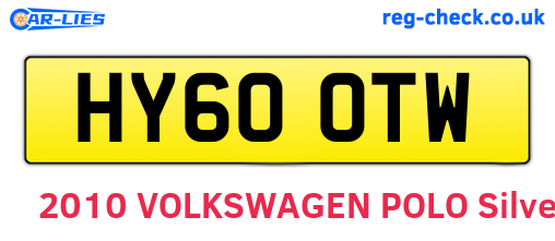 HY60OTW are the vehicle registration plates.