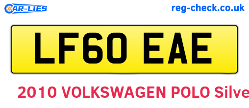 LF60EAE are the vehicle registration plates.