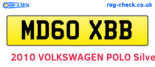 MD60XBB are the vehicle registration plates.