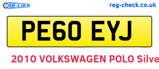 PE60EYJ are the vehicle registration plates.