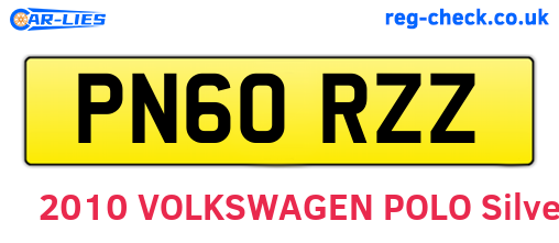 PN60RZZ are the vehicle registration plates.