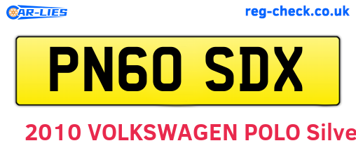 PN60SDX are the vehicle registration plates.