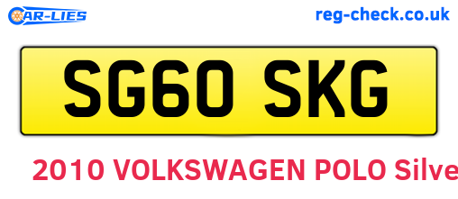 SG60SKG are the vehicle registration plates.