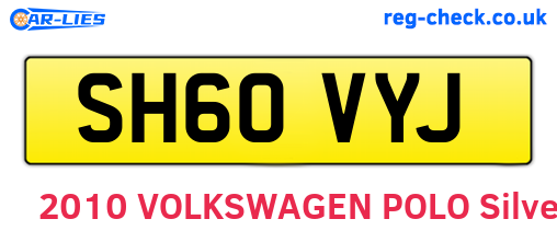 SH60VYJ are the vehicle registration plates.