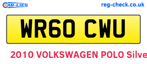 WR60CWU are the vehicle registration plates.