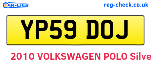 YP59DOJ are the vehicle registration plates.