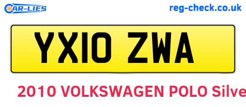 YX10ZWA are the vehicle registration plates.