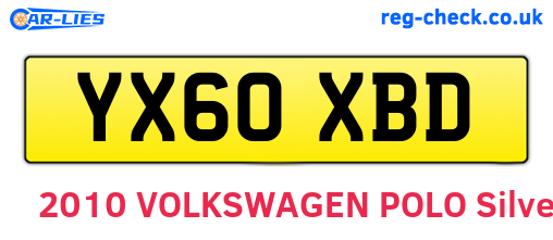 YX60XBD are the vehicle registration plates.