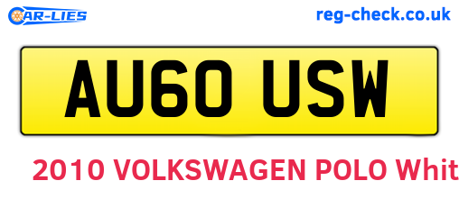 AU60USW are the vehicle registration plates.