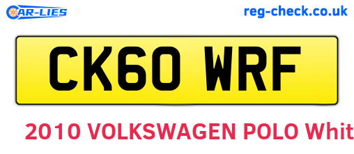 CK60WRF are the vehicle registration plates.