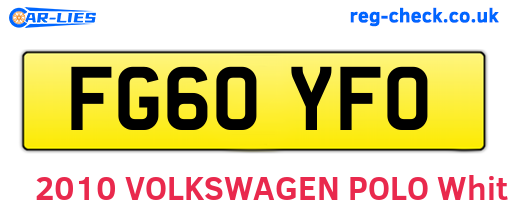 FG60YFO are the vehicle registration plates.