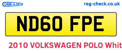 ND60FPE are the vehicle registration plates.