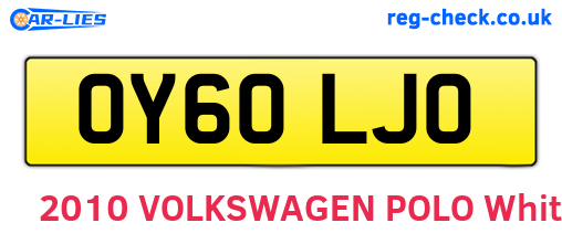 OY60LJO are the vehicle registration plates.
