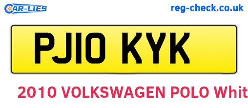 PJ10KYK are the vehicle registration plates.