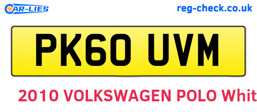 PK60UVM are the vehicle registration plates.