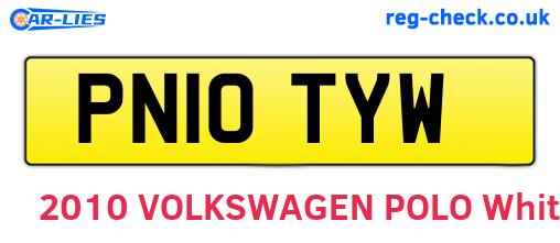 PN10TYW are the vehicle registration plates.
