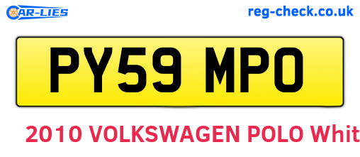 PY59MPO are the vehicle registration plates.