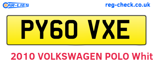 PY60VXE are the vehicle registration plates.