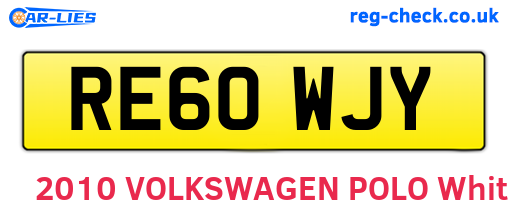 RE60WJY are the vehicle registration plates.