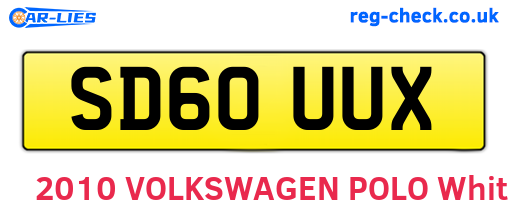 SD60UUX are the vehicle registration plates.