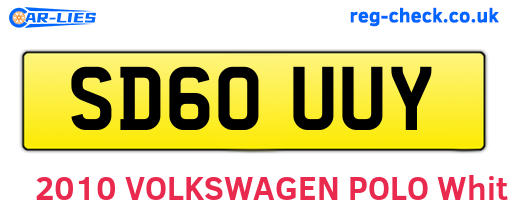 SD60UUY are the vehicle registration plates.