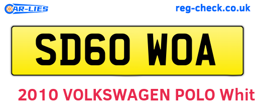 SD60WOA are the vehicle registration plates.