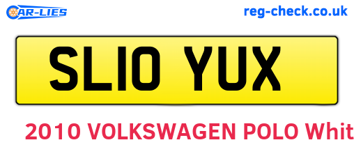 SL10YUX are the vehicle registration plates.