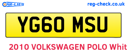 YG60MSU are the vehicle registration plates.