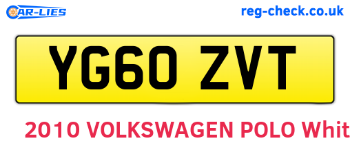 YG60ZVT are the vehicle registration plates.