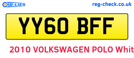 YY60BFF are the vehicle registration plates.
