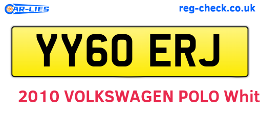 YY60ERJ are the vehicle registration plates.