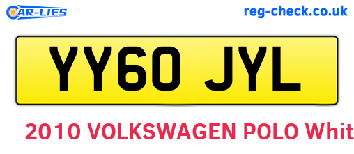 YY60JYL are the vehicle registration plates.