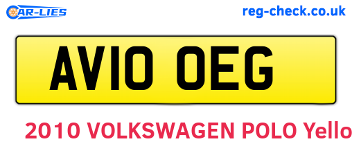 AV10OEG are the vehicle registration plates.