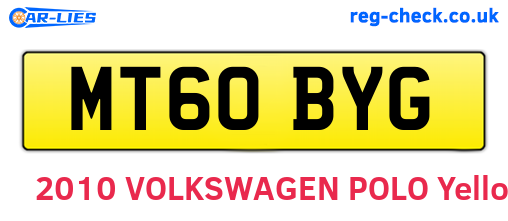 MT60BYG are the vehicle registration plates.