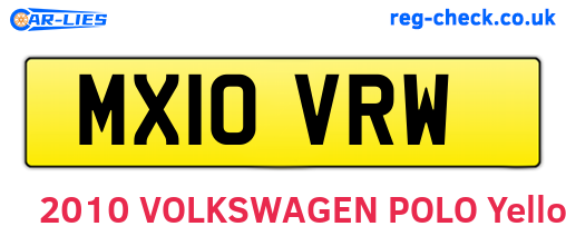 MX10VRW are the vehicle registration plates.