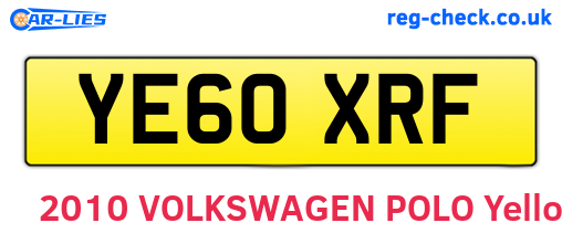 YE60XRF are the vehicle registration plates.