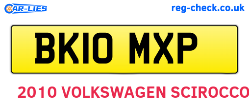 BK10MXP are the vehicle registration plates.