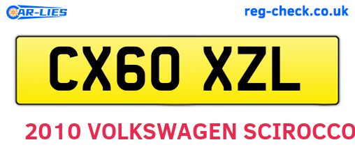 CX60XZL are the vehicle registration plates.