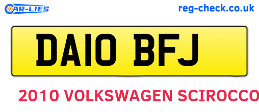 DA10BFJ are the vehicle registration plates.
