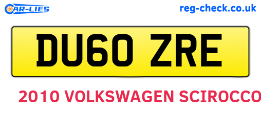DU60ZRE are the vehicle registration plates.