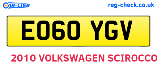 EO60YGV are the vehicle registration plates.