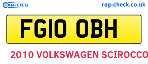 FG10OBH are the vehicle registration plates.