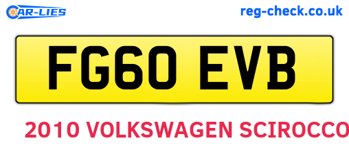 FG60EVB are the vehicle registration plates.