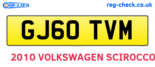 GJ60TVM are the vehicle registration plates.
