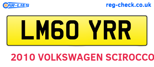 LM60YRR are the vehicle registration plates.