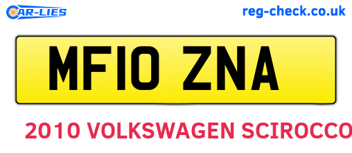 MF10ZNA are the vehicle registration plates.
