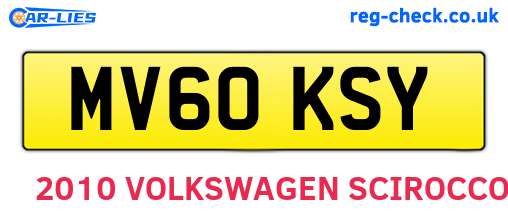 MV60KSY are the vehicle registration plates.