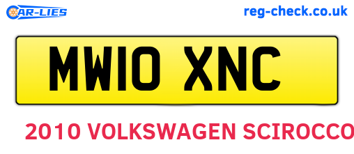 MW10XNC are the vehicle registration plates.