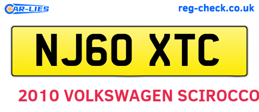 NJ60XTC are the vehicle registration plates.
