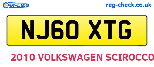 NJ60XTG are the vehicle registration plates.